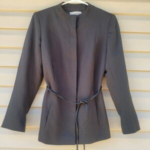 John Meyer Blazer Hidden Button Front Faux Leather belt size 6